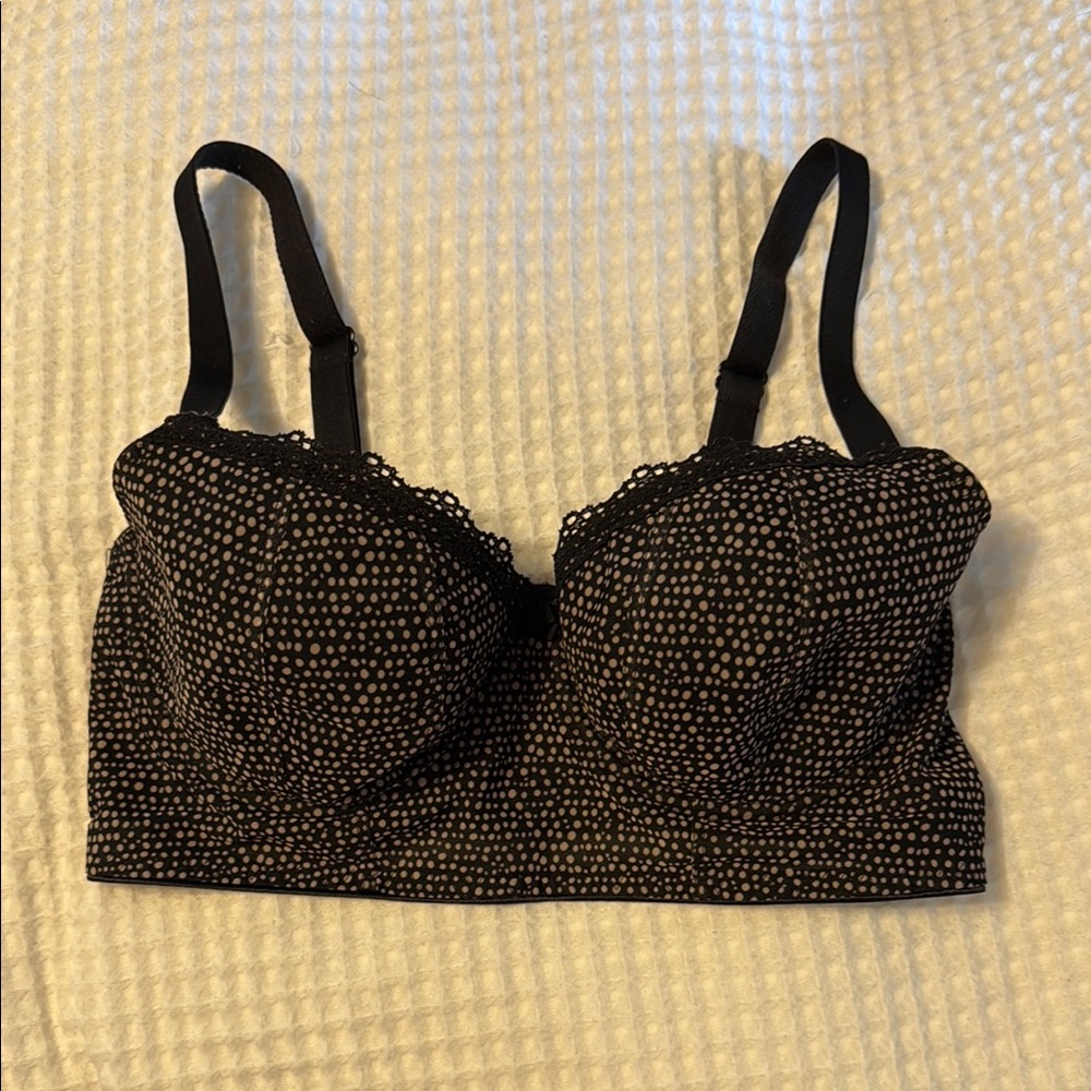 Freya Black and White Polka Dot Bra with Scalloped Trim